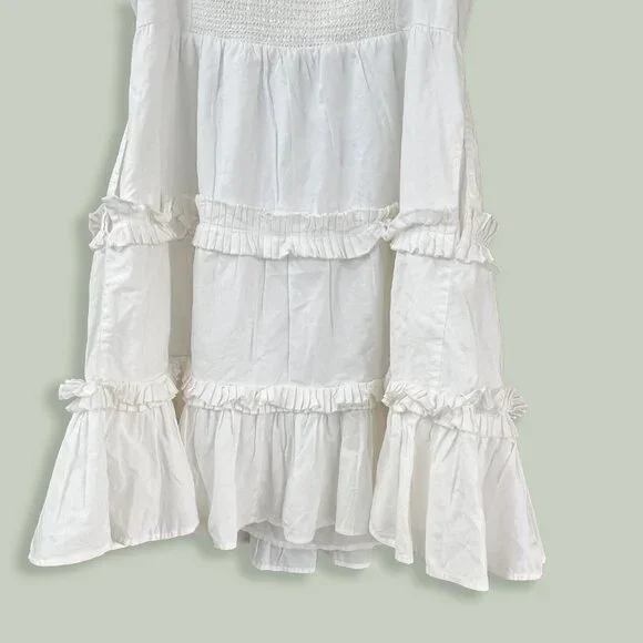 Love The Label | White Cotton Tiered Ruffle Mini Dress | L | Minor Flaws - Picture 8 of 15